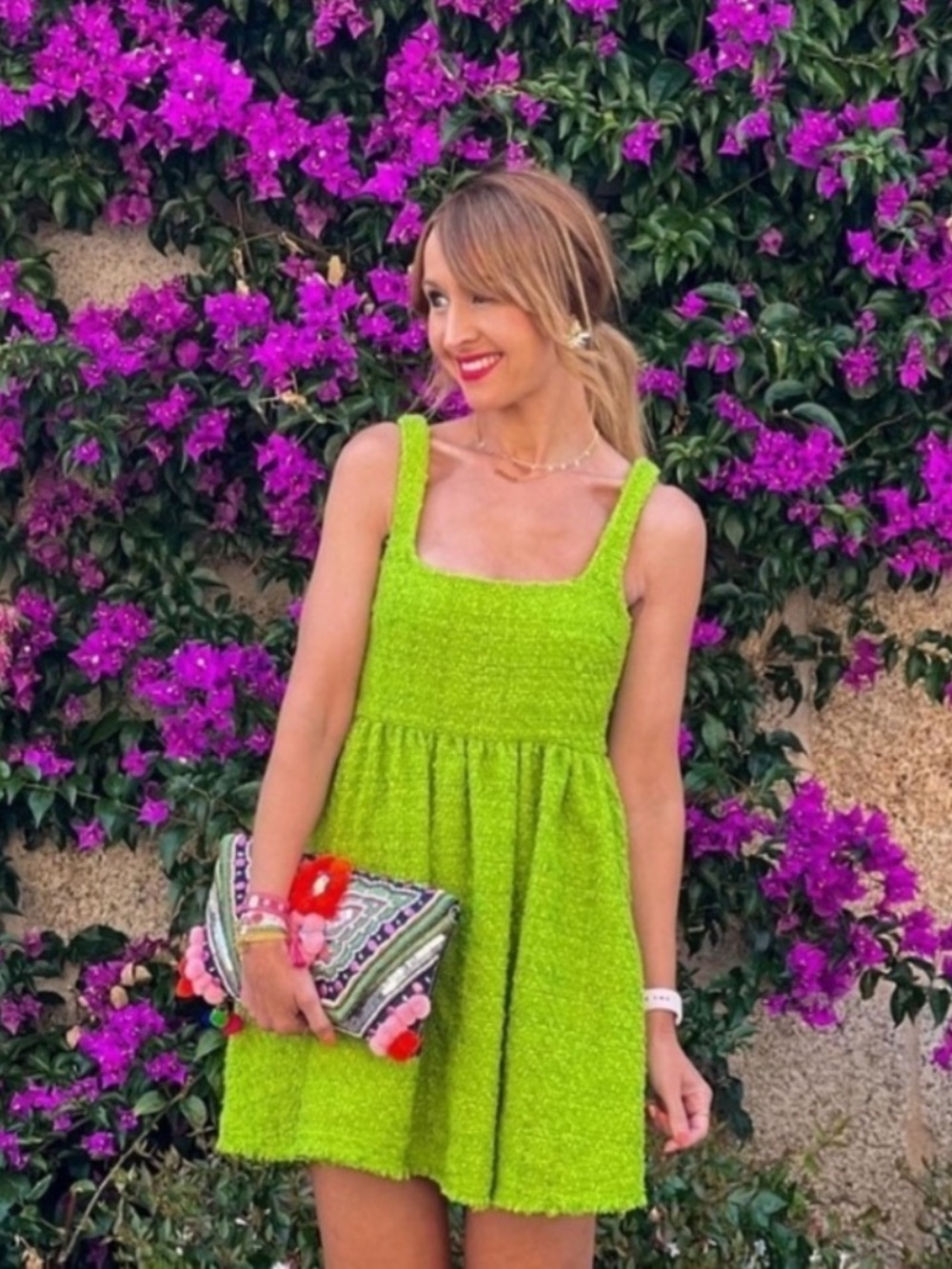 Zara Textured Pinafore Dress Medium Green